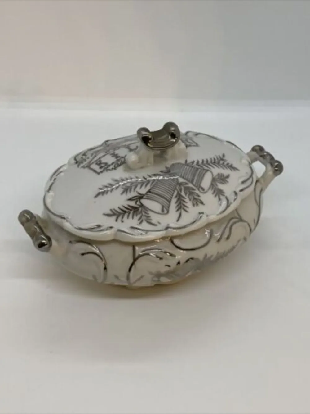 Norcrest 25th Silver Wedding Anniversary Dish With Lid Porcelain SMALL B-164